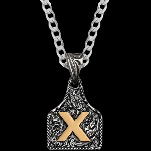 Mini Initial Cow Tag Necklace 